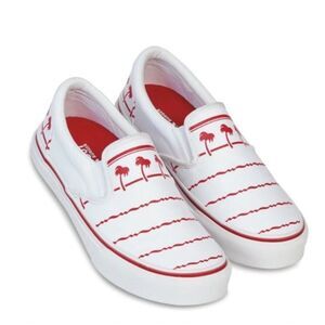 In-N-Out Burger Kids Drink Cup Slip On Sneakers, White Red, Sz 5
